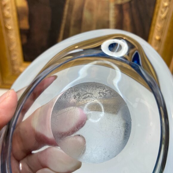 Vintage Holmegaard Per Lutken Light Blue Art Glass Dish Ashtray Signed & Number - Picture 8 of 15